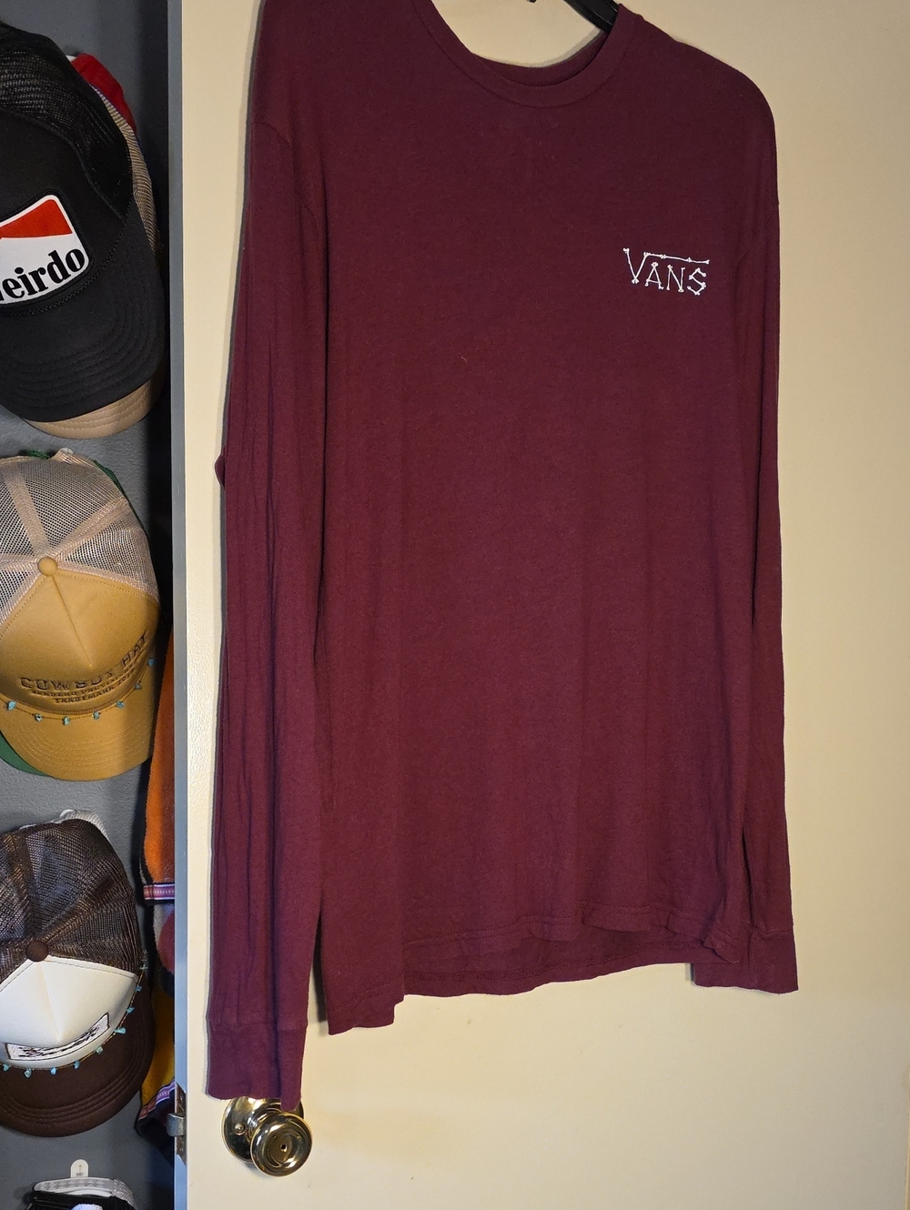 Vans Men's Long-Sleeve Tee in Burgundy